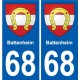 68 Battenheim blason autocollant plaque stickers ville
