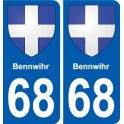 68 Bennwihr blason autocollant plaque stickers ville