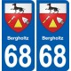 68 Bergholtz blason autocollant plaque stickers ville
