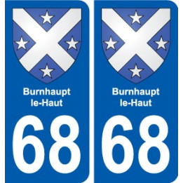 68 Burnhaupt-le-Haut escudo de armas de la etiqueta engomada de la placa de pegatinas de la ciudad