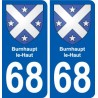 68 Burnhaupt-le-Haut escudo de armas de la etiqueta engomada de la placa de pegatinas de la ciudad