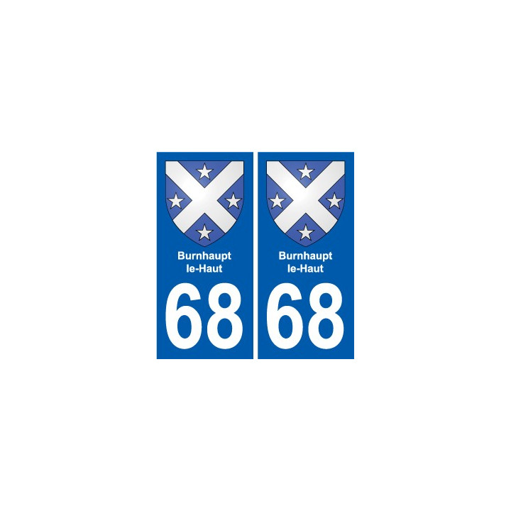 68 Burnhaupt-le-Haut escudo de armas de la etiqueta engomada de la placa de pegatinas de la ciudad