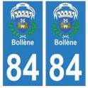 84 Bollène blason ville autocollant plaque