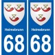 68 Heimsbrunn blason autocollant plaque stickers ville