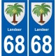 68 Landser blason autocollant plaque stickers ville