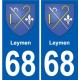 68 Leymen coat of arms sticker plate stickers city