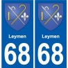 68 Leymen blason autocollant plaque stickers ville