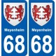 68 Meyenheim blason autocollant plaque stickers ville