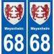 68 Meyenheim blason autocollant plaque stickers ville
