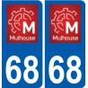 68 Munchhouse escudo de armas de la etiqueta engomada de la placa de pegatinas de la ciudad