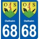 68 Ostheim escudo de armas de la etiqueta engomada de la placa de pegatinas de la ciudad