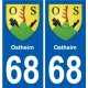 68 Ostheim blason autocollant plaque stickers ville