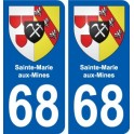 68 Sainte-Marie-aux-Mines blason autocollant plaque stickers ville