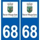 68 Saint-Hippolyte logo autocollant plaque stickers ville