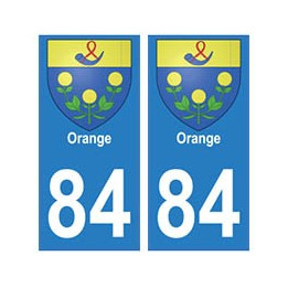 84 Orange blason ville autocollant plaque