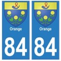 84 Orange blason ville autocollant plaque