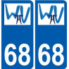 68 Wihr-au-Val escudo de armas de la etiqueta engomada de la placa de pegatinas de la ciudad