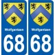 68 Wolfgantzen blason autocollant plaque stickers ville