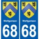 68 Wolfgantzen blason autocollant plaque stickers ville