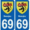 69 Beaujeu blason autocollant plaque stickers ville
