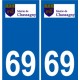 69 Chassagny logo autocollant plaque stickers ville