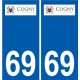 69 Cogny logo autocollant plaque stickers ville