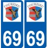 69 Courzieu coat of arms sticker plate stickers city