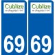 69 Cublize coat of arms sticker plate stickers city