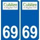69 Cublize logo autocollant plaque stickers ville