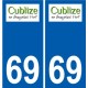 69 Cublize logo autocollant plaque stickers ville