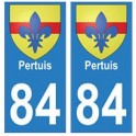 84 Pertuis coat of arms city sticker plate