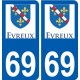69 éveux logo autocollant plaque stickers ville