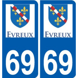 69 éveux escudo de armas de la etiqueta engomada de la placa de pegatinas de la ciudad