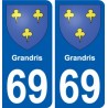 69 Grandris coat of arms sticker plate stickers city