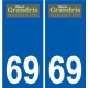 69 Grandris logo autocollant plaque stickers ville