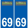69 Grandris coat of arms sticker plate stickers city