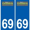 69 Grandris logo autocollant plaque stickers ville