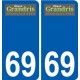 69 Grandris logo autocollant plaque stickers ville