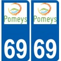 69 Pomeys logo autocollant plaque stickers ville