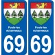 69 Poule-les-écharmeaux blason autocollant plaque stickers ville