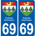 69 Poule-les-écharmeaux blason autocollant plaque stickers ville