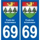 69 Poule-les-écharmeaux escudo de armas de la etiqueta engomada de la placa de pegatinas de la ciudad
