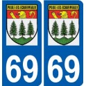 69 Poule-les-écharmeaux logo autocollant plaque stickers ville