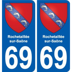 69 Rochetaillée-sur-Saône escudo de armas de la etiqueta engomada de la placa de pegatinas de la ciudad