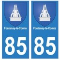 85 Fontenay-le-Comte ville autocollant plaque blason 