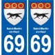 69 Saint-Martin-en-Haut coat of arms sticker plate stickers city
