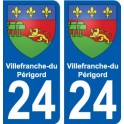 24 Villefranche-du-Périgordblason  coat of arms sticker plate stickers city
