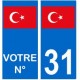 Turquie numéro choix autocollant plaque