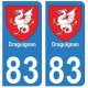 83 Draguignan autocollant plaque immatriculation ville