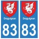 83 Draguignan autocollant plaque immatriculation ville